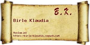 Birle Klaudia névjegykártya